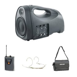 Senrun batteridrevet hjttaler st m/ taske og headset mikrofon
