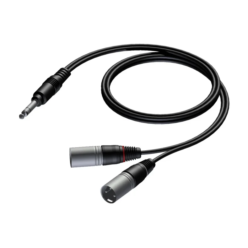 ProCab Stereo jack > 2 x XLR male insert cable 1.5 meters