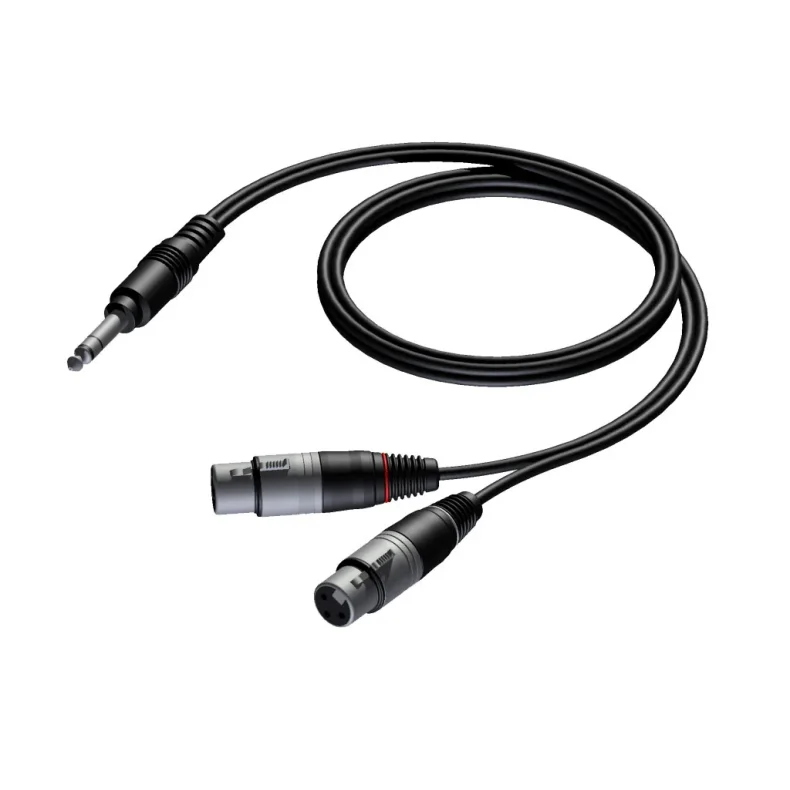 ProCab Stereo jack > 2 x XLR female insert cable 1.5 meters