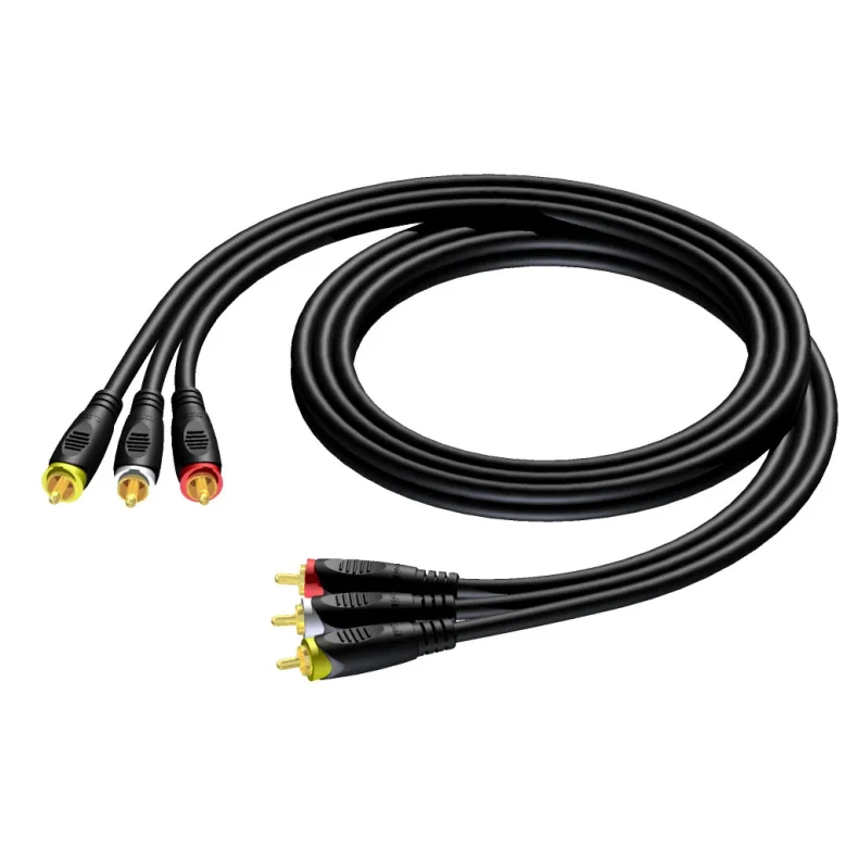 ProCab 3 x RCA han > 3 x RCA han 3 meter