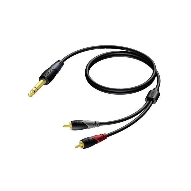 ProCab Jack stereo > 2 x RCA male - insert cable 3 meters