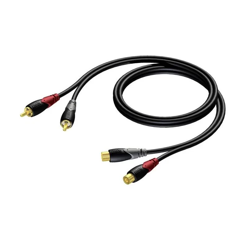 ProCab 2 x RCA female > 2 x RCA male - 2 meters