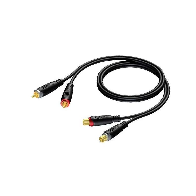 ProCab 2 x RCA female > 2 x RCA male - 1,5 meter