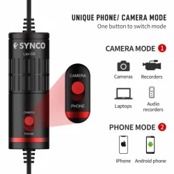 Synco lavalier mikrofon m/6 meter kabel