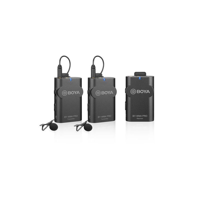 Boya WM4Pro-K2 2.4GHz wireless set w/2 bodypacks for DSLR and smartphones